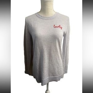 BANANA REPUBLIC Women's LOVELY Emb Sweater NWT Gray/Blue XS Washable Merino Wool